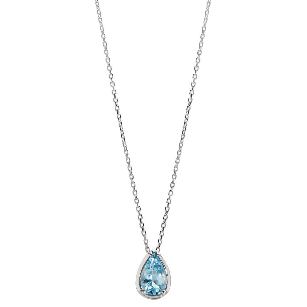 Necklace 18k White Gold Aquamarine 0.40 ct 40-42 cm