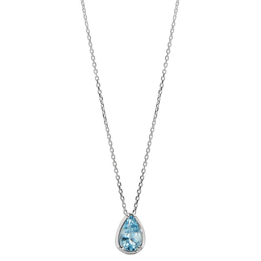 Necklace 18k White Gold Aquamarine 0.40 ct 40-42 cm