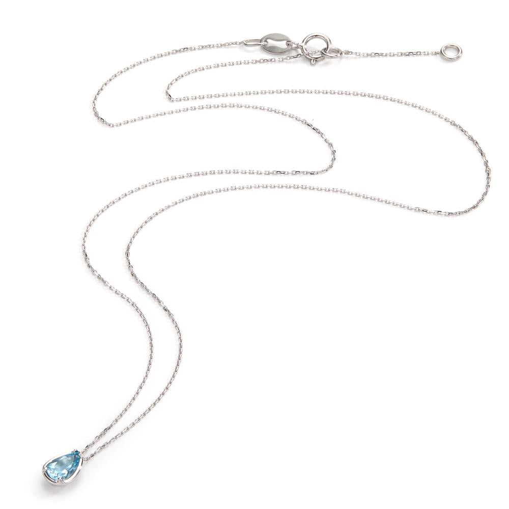 Necklace 18k White Gold Aquamarine 0.40 ct 40-42 cm