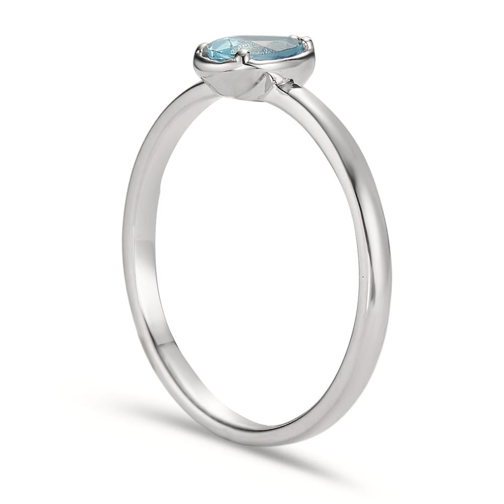 Ring 18k White Gold Aquamarine 0.40 ct