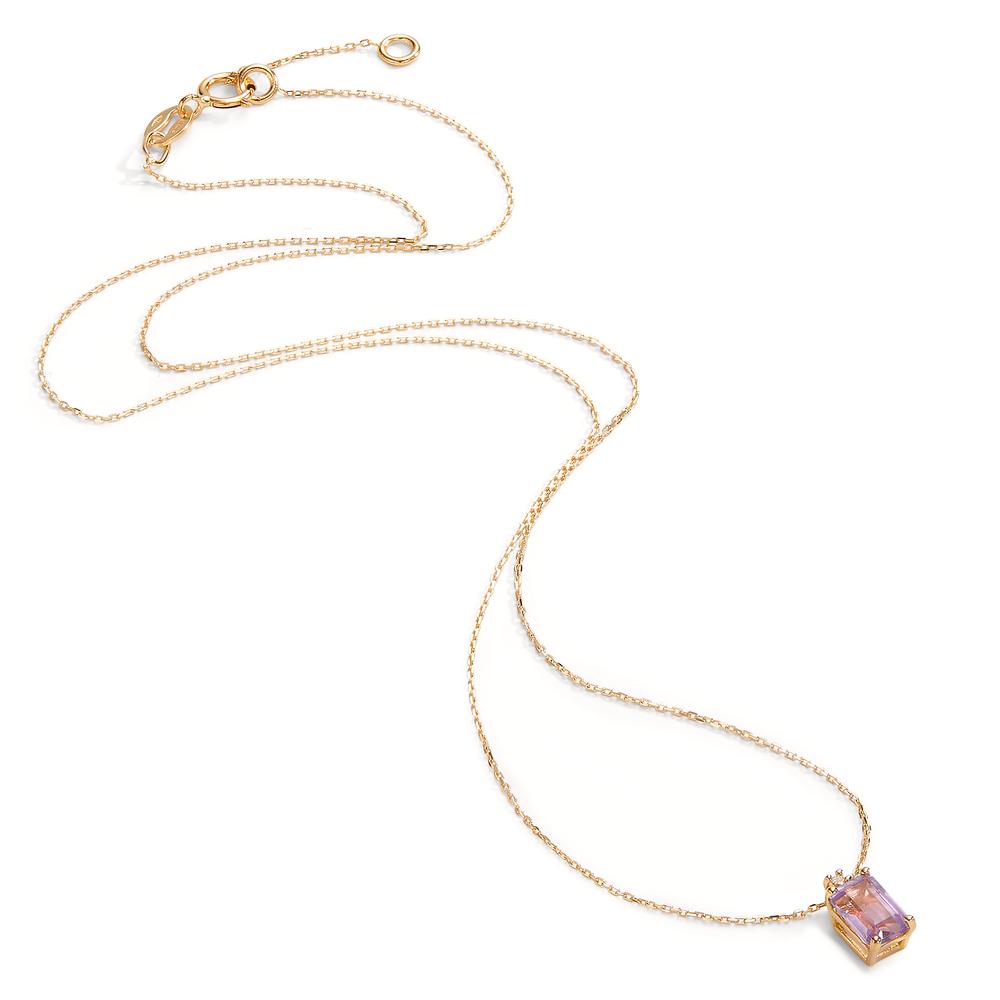 Necklace 18k Yellow Gold Amethyst 0.60 ct, 2 Stones 40-42 cm