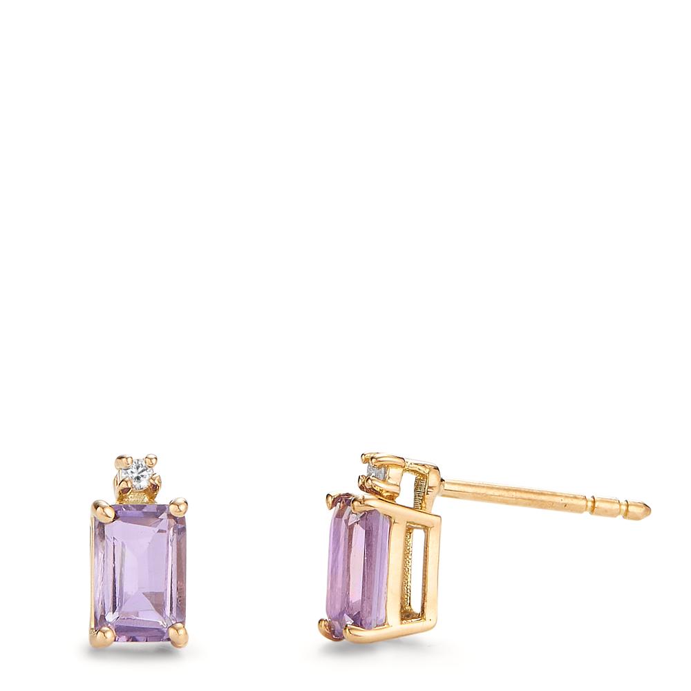 Stud earrings 18k Yellow Gold Amethyst 1.20 ct, 4 Stones