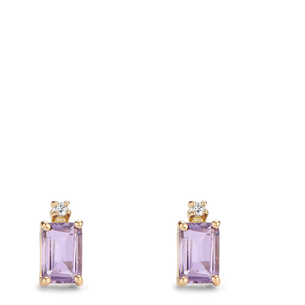 Stud earrings 18k Yellow Gold Amethyst 1.20 ct, 4 Stones