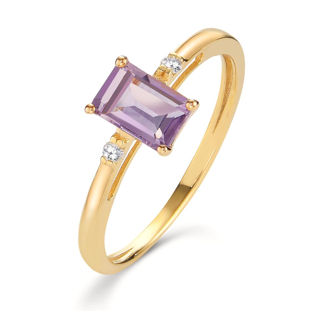 Ring 18k Yellow Gold Amethyst 0.60 ct, 3 Stones