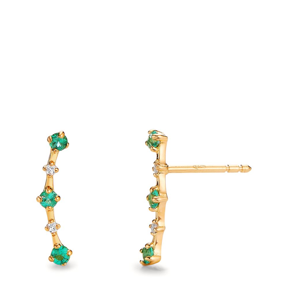 Stud earrings 18k Yellow Gold Emerald 0.21 ct, 10 Stones