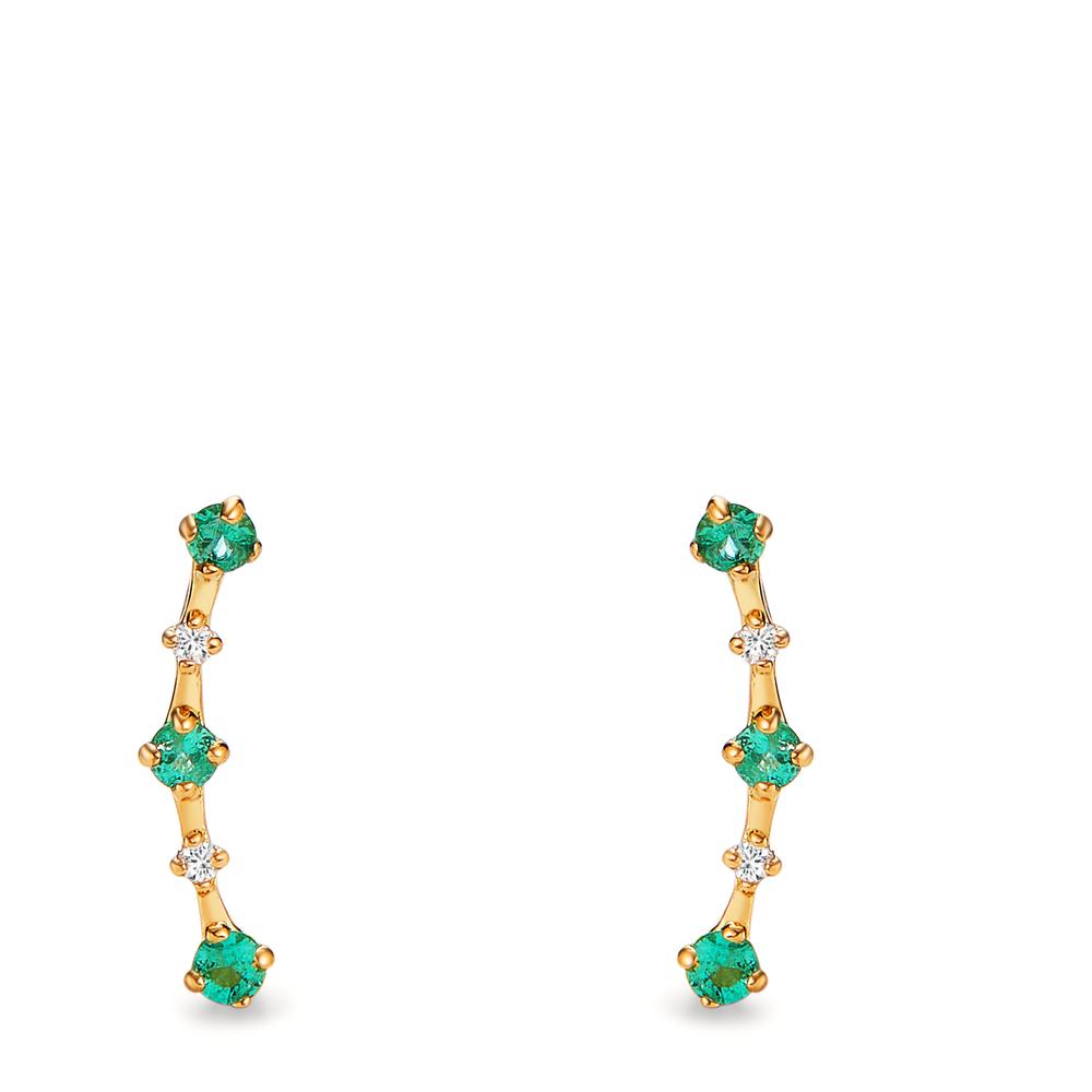 Stud earrings 18k Yellow Gold Emerald 0.21 ct, 10 Stones