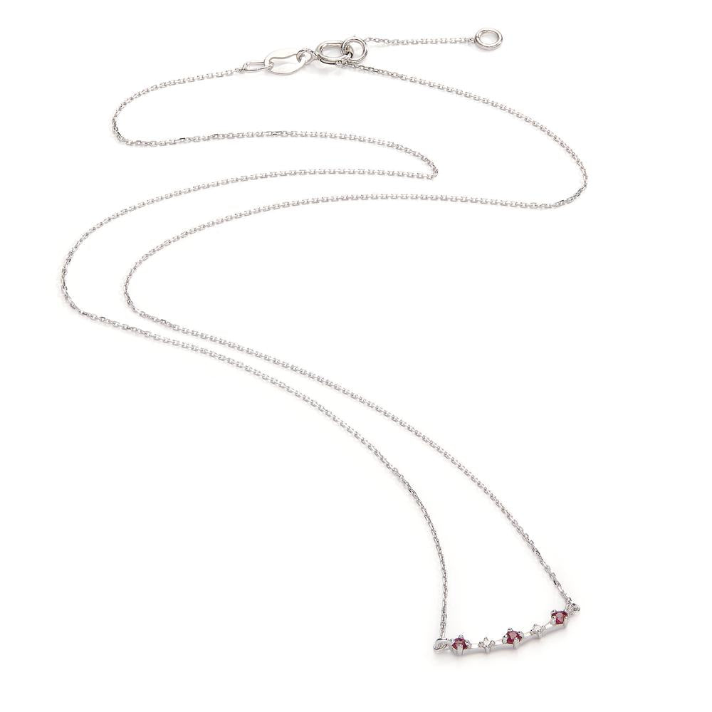 Necklace 18k White Gold Ruby 0.15 ct, 5 Stones 40-42 cm