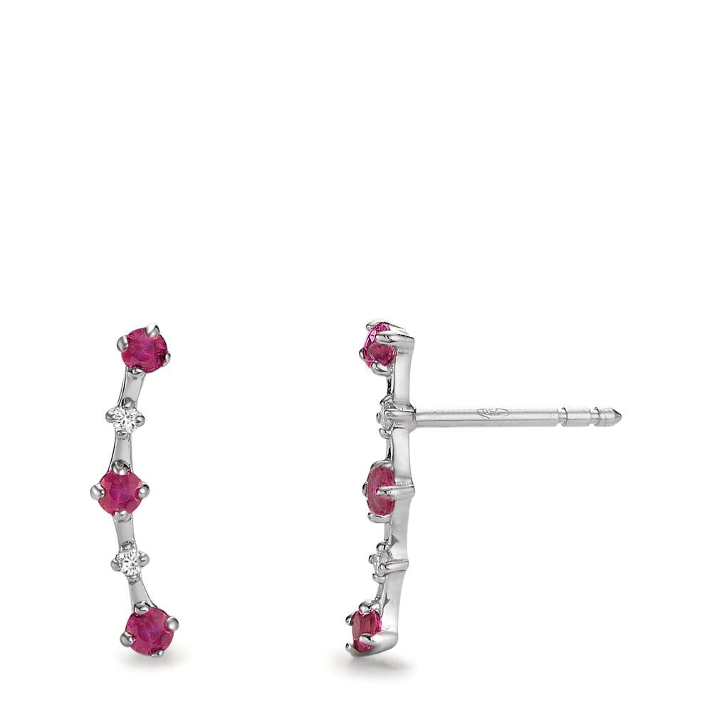 Stud earrings 18k White Gold Ruby 0.30 ct, 10 Stones