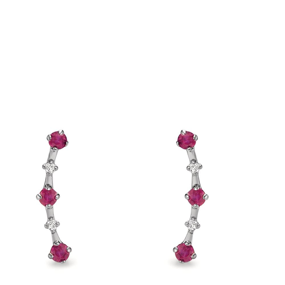 Stud earrings 18k White Gold Ruby 0.30 ct, 10 Stones