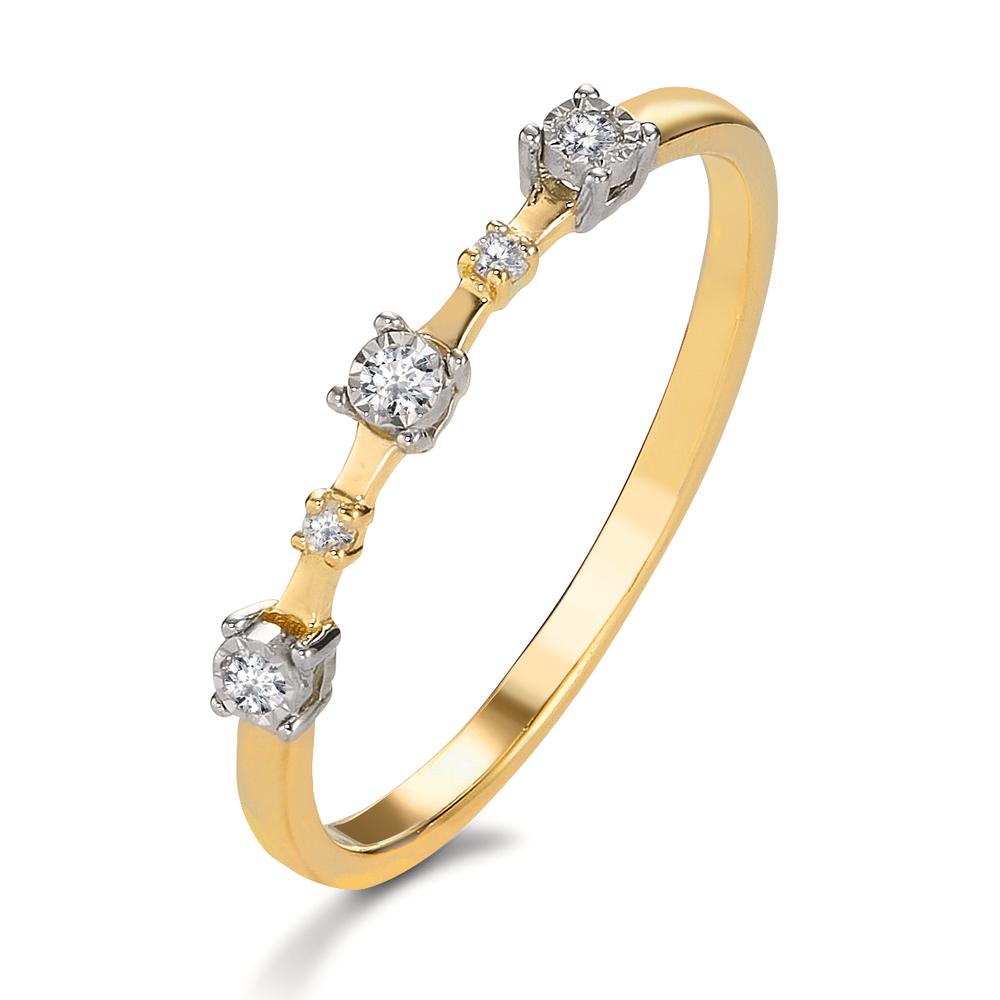 Ring 18k Yellow Gold Diamond 0.046 ct, 5 Stones, w-si