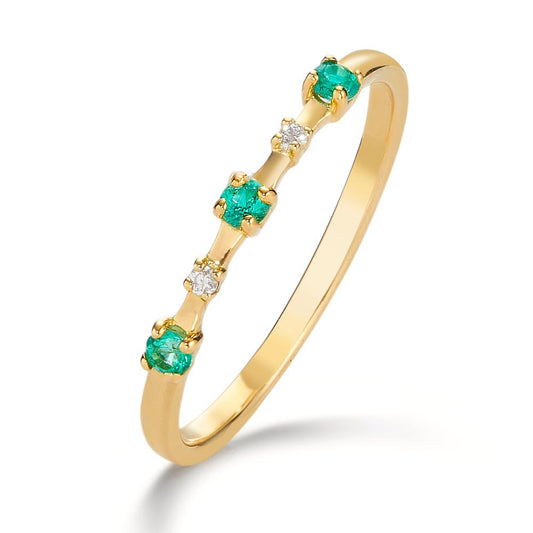 Ring 18k Yellow Gold Emerald 0.10 ct, 5 Stones