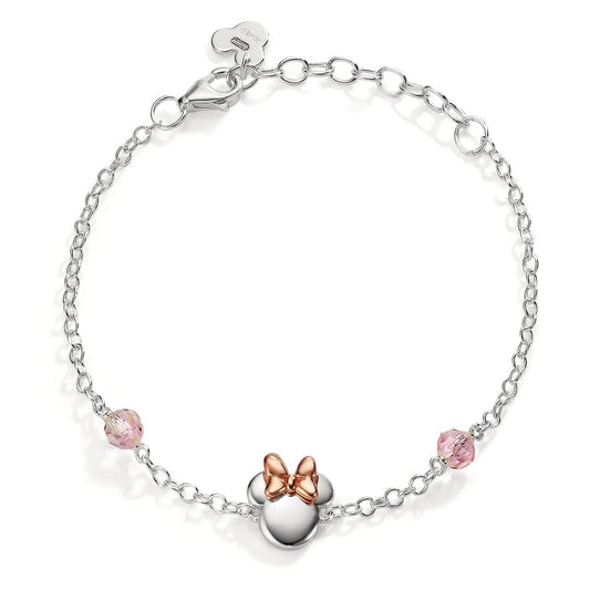 Bracelet Silver Zirconia Rose, 2 Stones Rose Bicolor 14-17 cm