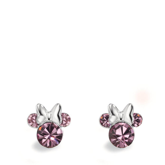 Stud earrings Silver Zirconia Violet, 6 Stones Ø6 mm