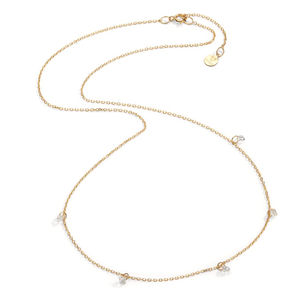 Necklace 18k Yellow Gold Topaz White, 5 Stones 40-42 cm