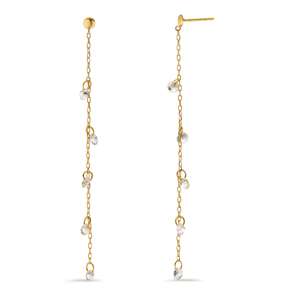 Drop Earrings 18k Yellow Gold Topaz White, 10 Stones