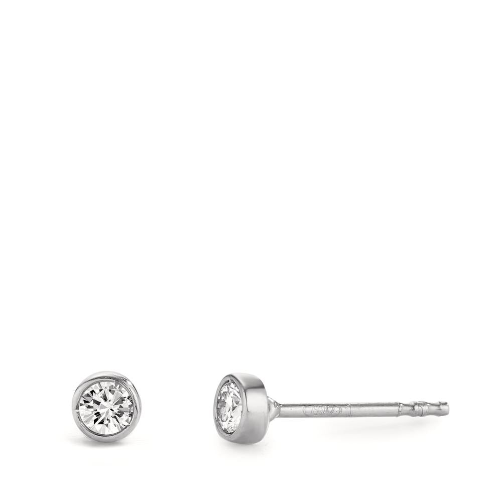 Stud earrings 18k White Gold Diamond 0.10 ct, 2 Stones, w-si Ø3.5 mm