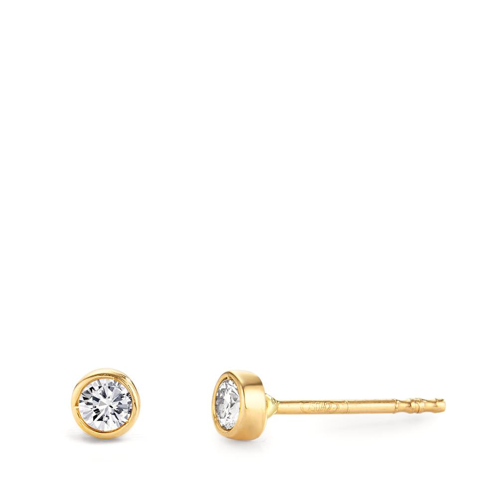 Stud earrings 18k Yellow Gold Diamond 0.10 ct, 2 Stones, w-si Ø3.5 mm