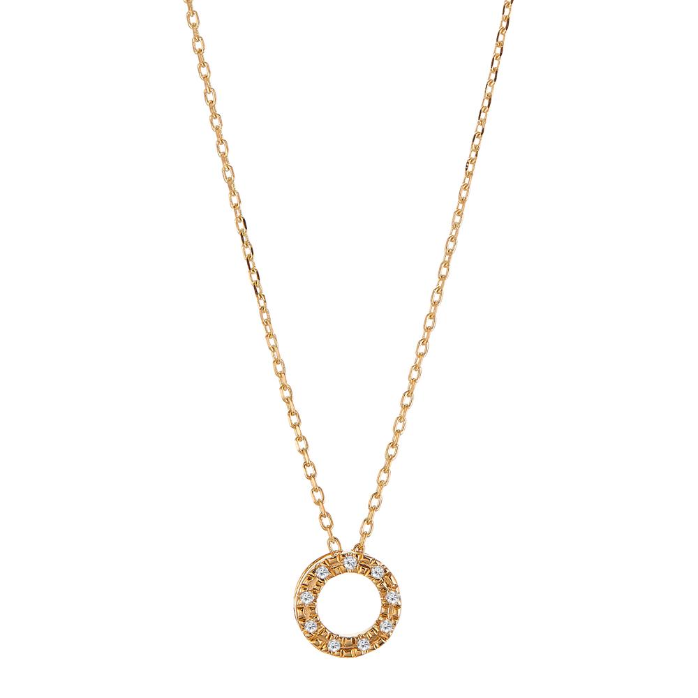 Necklace 18k Yellow Gold Diamond 0.018 ct, 9 Stones, w-si 42 cm