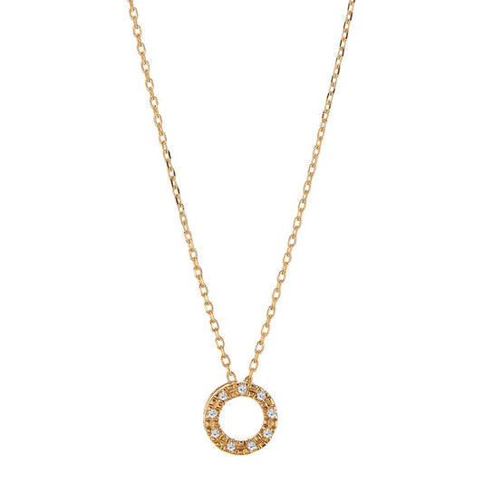 Necklace 18k Yellow Gold Diamond 0.018 ct, 9 Stones, w-si 42 cm