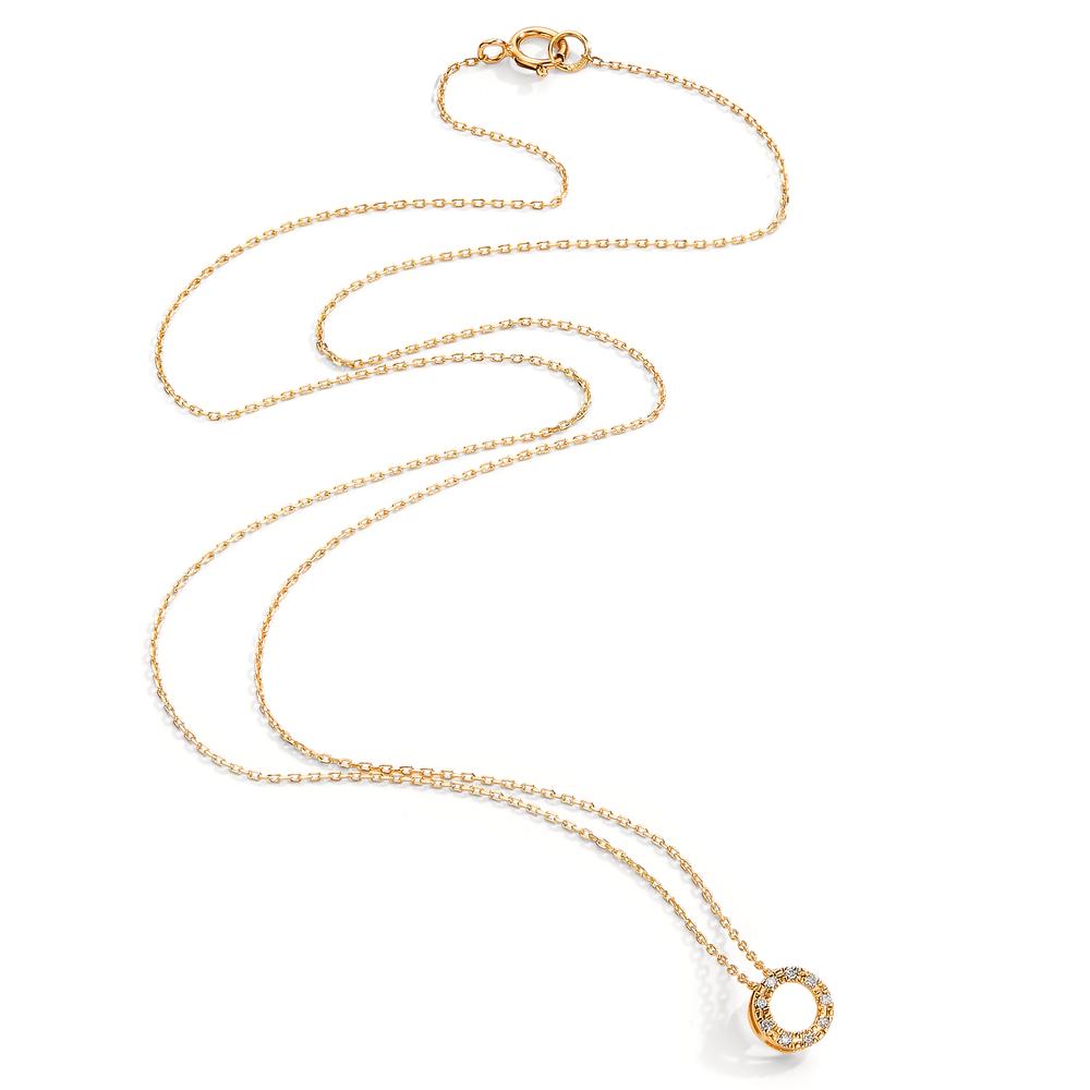 Necklace 18k Yellow Gold Diamond 0.018 ct, 9 Stones, w-si 42 cm