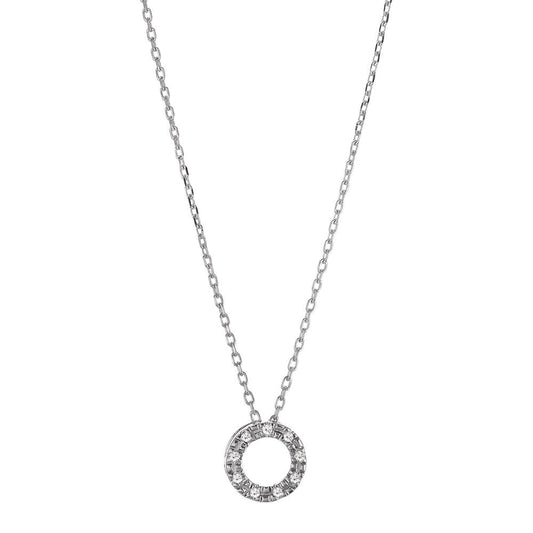 Necklace 18k White Gold Diamond 0.018 ct, 9 Stones, w-si 42 cm