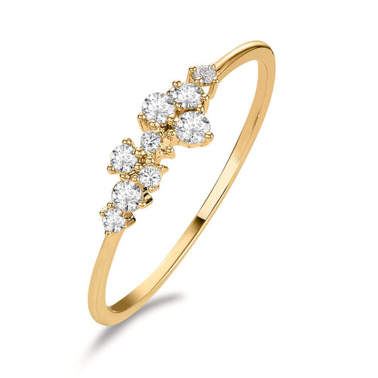 Ring 18k Yellow Gold Diamond 0.15 ct, 9 Stones, w-si