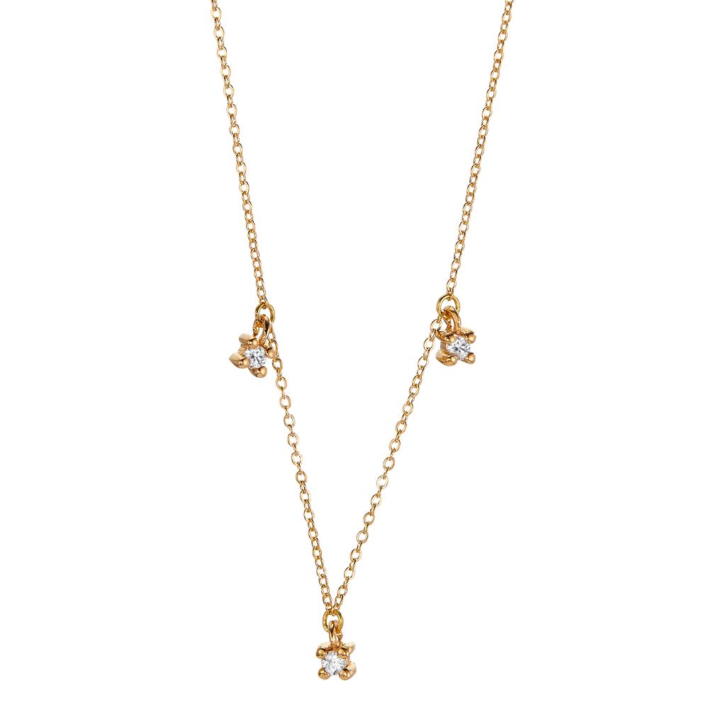 Necklace 18k Yellow Gold Diamond 0.06 ct, 3 Stones, w-si 40-42 cm