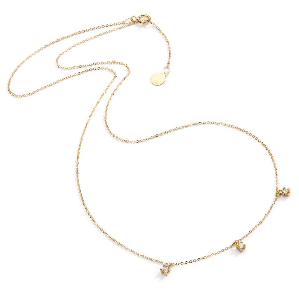 Necklace 18k Yellow Gold Diamond 0.06 ct, 3 Stones, w-si 40-42 cm