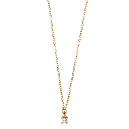 Necklace 18k Yellow Gold Diamond 0.03 ct, w-si 40-42 cm