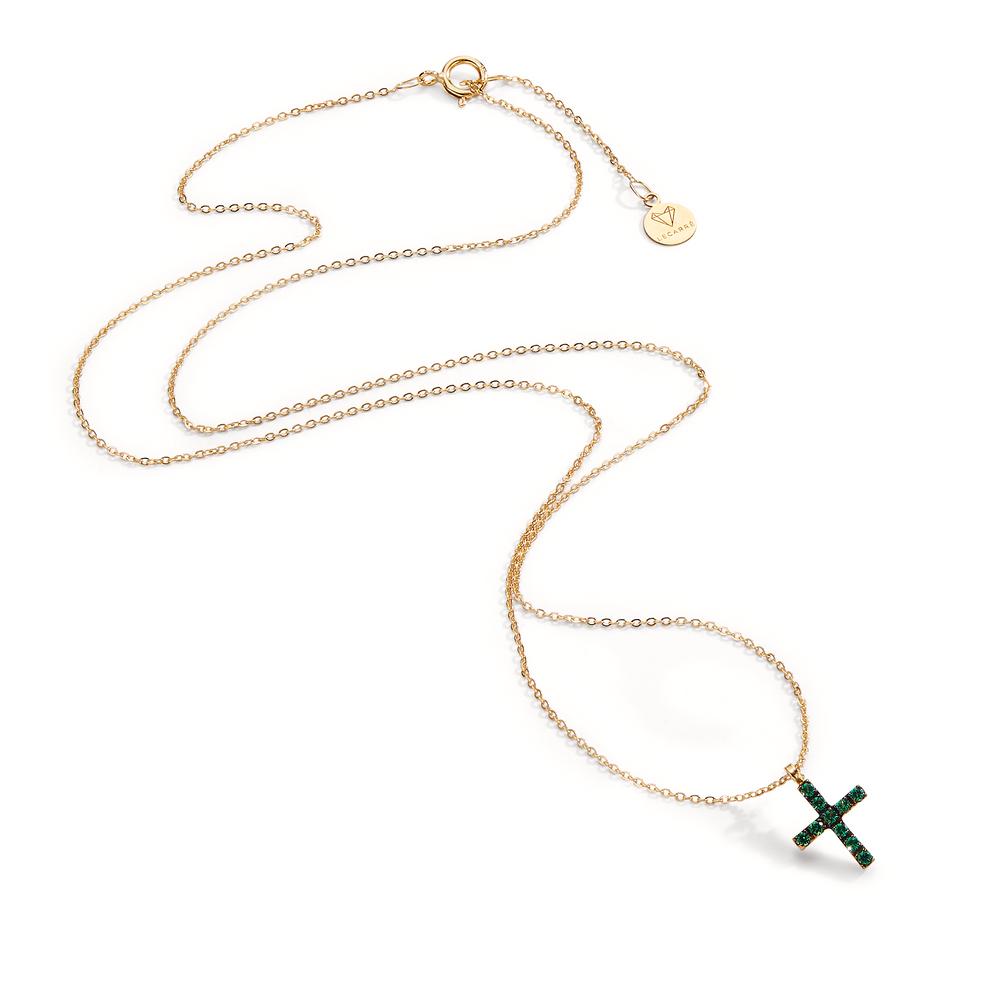 Necklace 18k Yellow Gold Emerald 10 Stones 40-42 cm