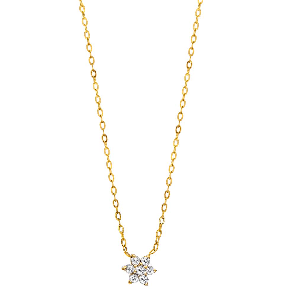 Necklace 18k Yellow Gold Diamond 0.042 ct, 7 Stones, w-si 40-42 cm