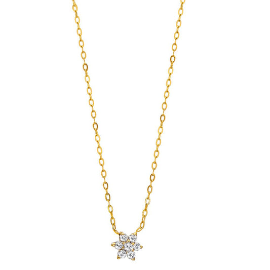 Necklace 18k Yellow Gold Diamond 0.042 ct, 7 Stones, w-si 40-42 cm