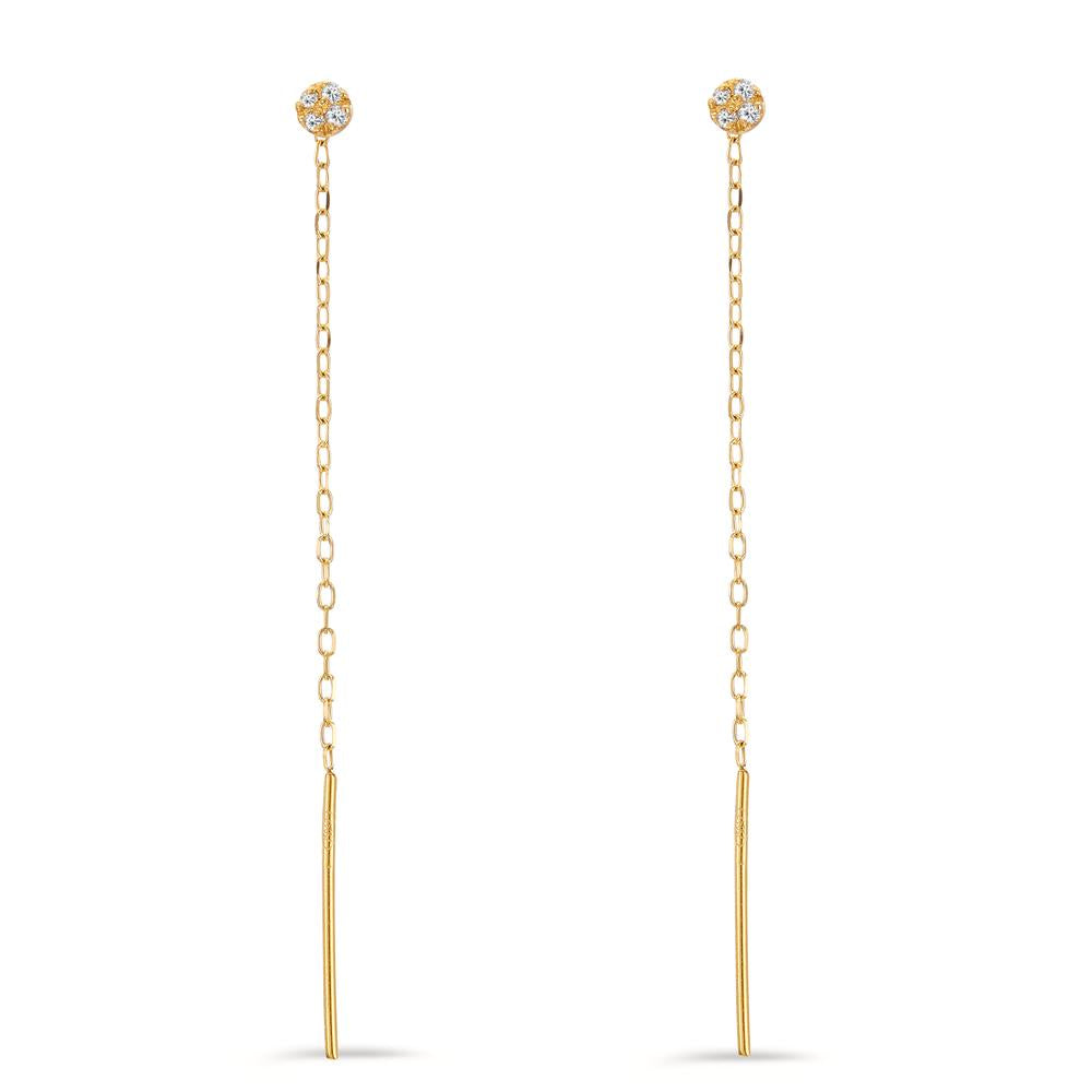 Threader Earrings 18k Yellow Gold Diamond 8 Stones, w-si Ø3 mm