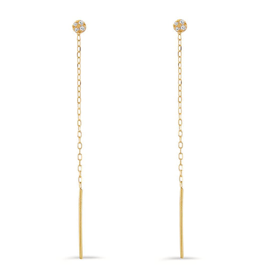 Threader Earrings 18k Yellow Gold Diamond 8 Stones, w-si Ø3 mm