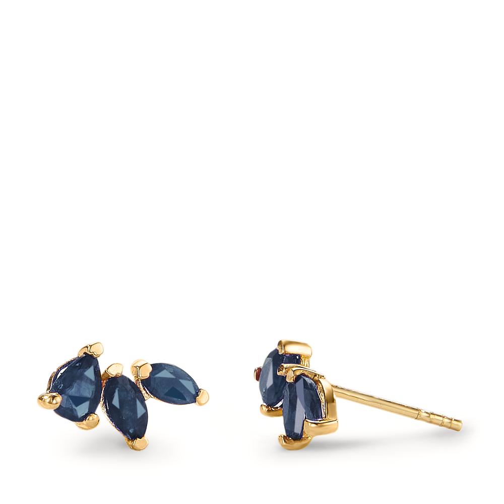 Stud earrings 18k Yellow Gold Sapphire 6 Stones