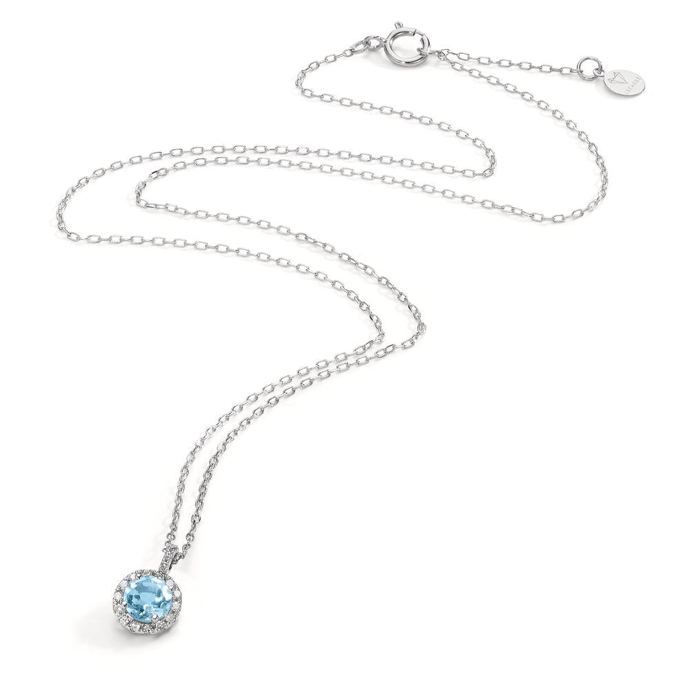 Necklace 18k White Gold Diamond 0.096 ct, w-si, Topaz 40-42 cm