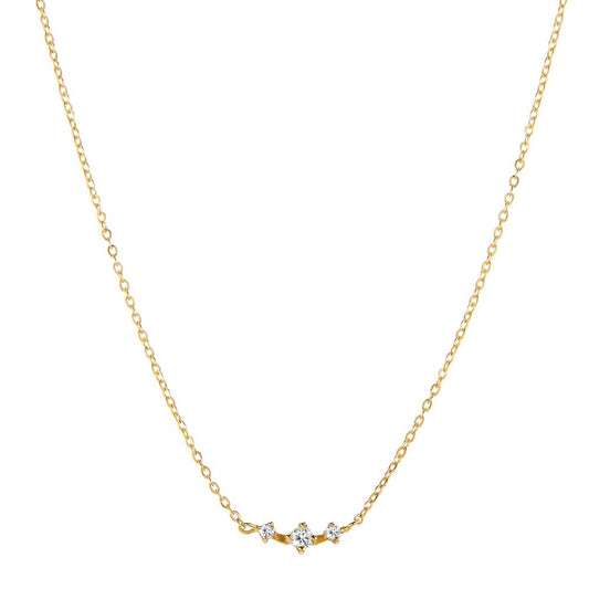 Necklace 18k Yellow Gold Diamond 0.05 ct, 3 Stones, w-si 40-42 cm