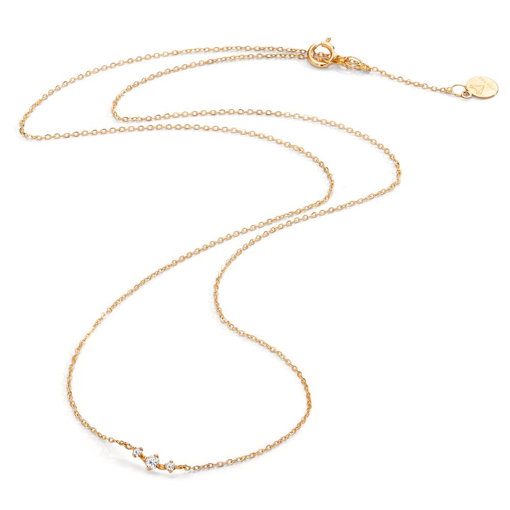 Necklace 18k Yellow Gold Diamond 0.05 ct, 3 Stones, w-si 40-42 cm