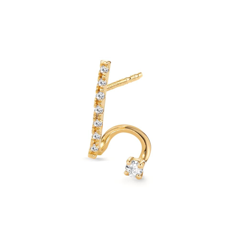 Single stud earring 18k Yellow Gold Diamond 0.063 ct, 8 Stones, w-si