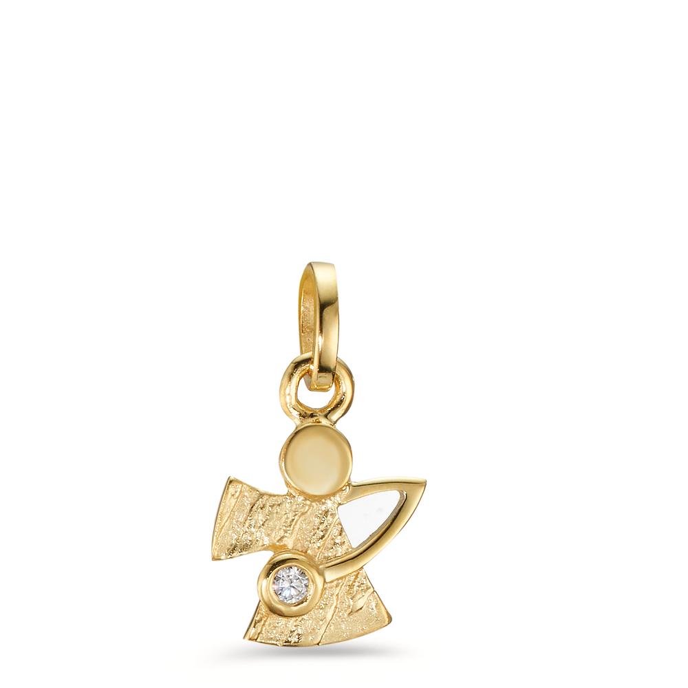 Pendant 9k Yellow Gold Zirconia Guardian Angel Ø8 mm