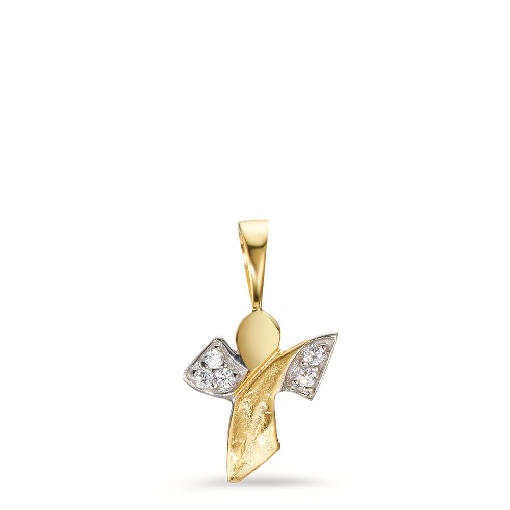 Pendant 9k Yellow Gold Zirconia Guardian Angel