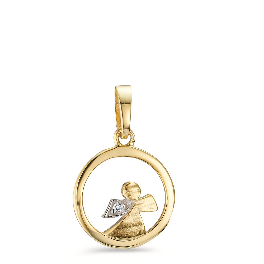 Pendant 9k Yellow Gold Zirconia Guardian Angel Ø10 mm