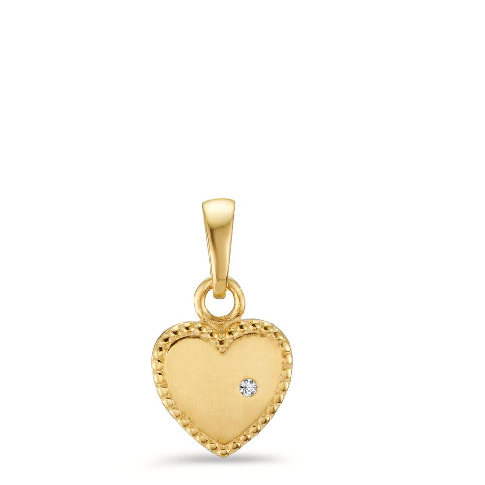 Pendant 9k Yellow Gold Zirconia Heart Ø7.5 mm