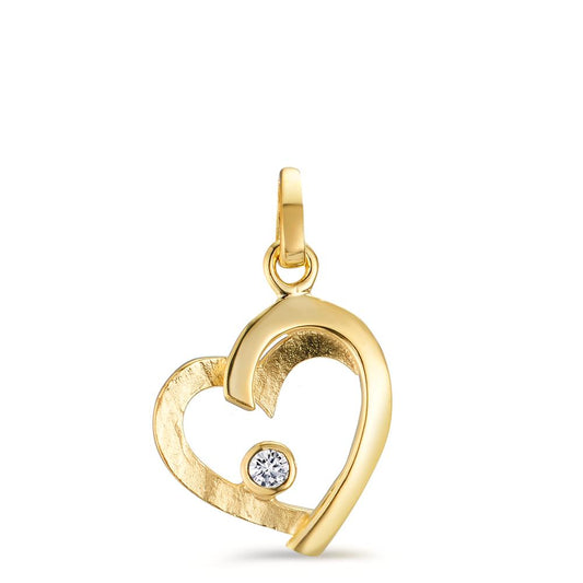 Pendant 9k Yellow Gold Zirconia Heart Ø12 mm