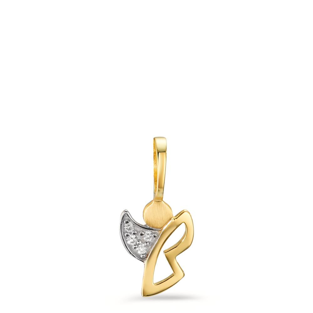 Pendant 9k Yellow Gold Zirconia 4 Stones Guardian Angel