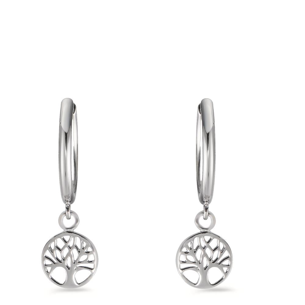 Hinged hoop Silver Rhodium plated Tree Of Life