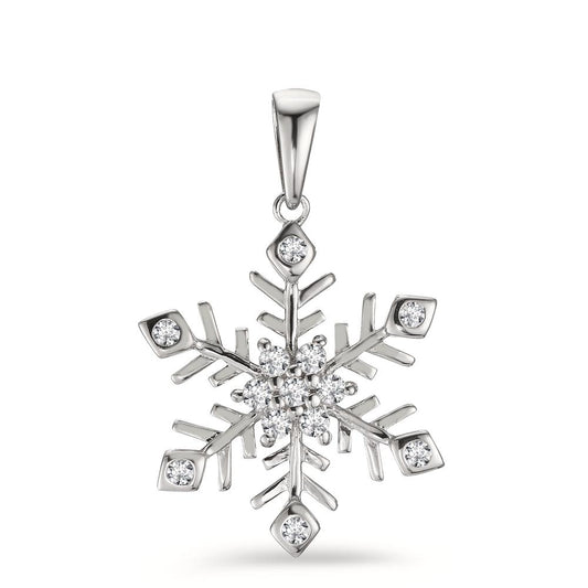 Pendant Silver Zirconia 13 Stones Rhodium plated Snowflake Ø17 mm