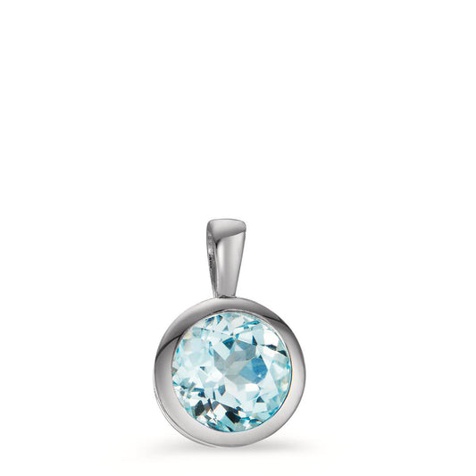 Pendant Silver Topaz Rhodium plated Ø10 mm