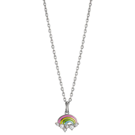 Necklace with pendant Silver Zirconia 6 Stones Rhodium plated 36-38 cm