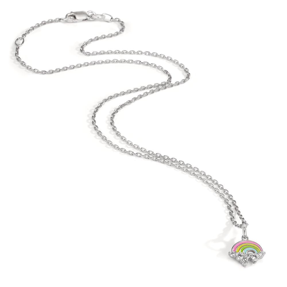 Necklace with pendant Silver Zirconia 6 Stones Rhodium plated 36-38 cm